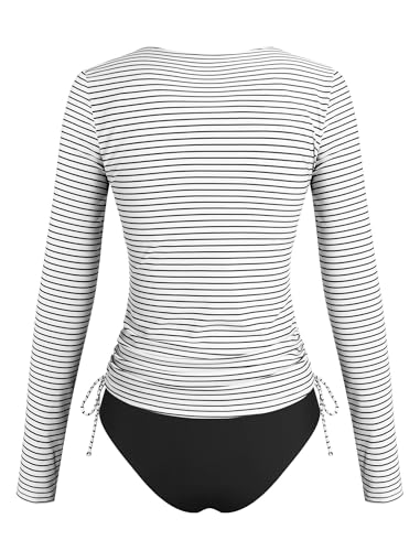 Image of ZAFUL Women's Long Sleeve Rash Guard UPF 50+ Sun Protection Surf Swim Shirts Drawstring Tankini Swimsuit