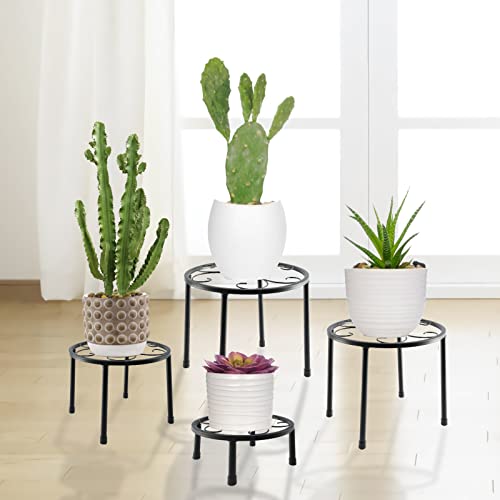 Ailibre 4-Pack Metal Plant Stands, Heavy Duty Iron Flower Pot Stand, Indoor Outdoor Metal Rustproof Planter Container Round Supports Display Rack For Home & Garden Decor #TOP6
