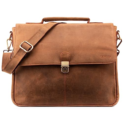 LEABAGS Sac à bandoulière en cuir pour hommes et femmes | Sac pour ordinateur portable jusqu'à 15...