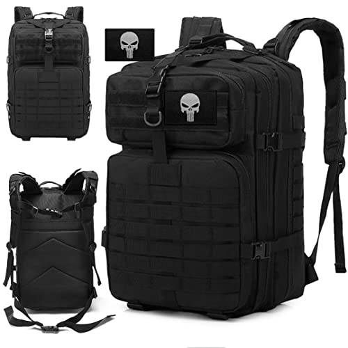 Sac à Dos MFH En Toile Militaire - Idéal Pour Le Camping, La Randonnée Et La Montagne - Noir