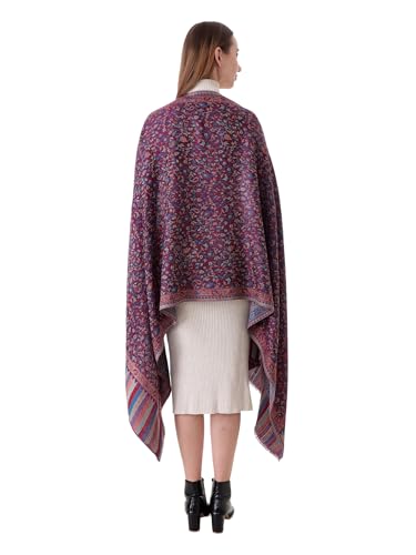 Image of EH Pashmina Stole, Reversible Jamawar weave in beautiful paisley & floral, very soft MODAL fabric, all season Stole, Scarf, Wrap.