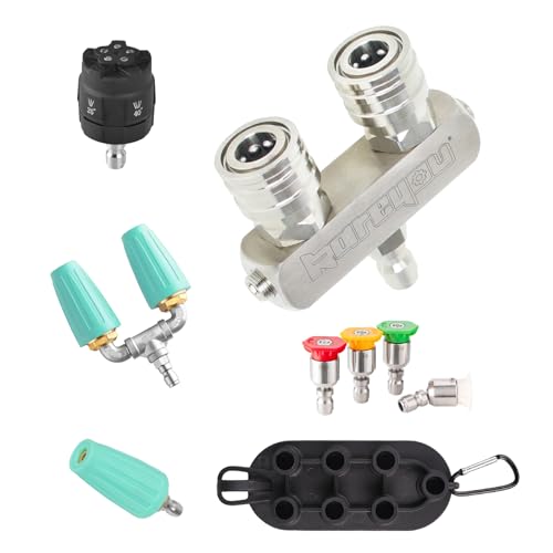 Kareyou 高圧洗浄用ノズルチップ 可変ノズル 6セット組 1/4クイック接続 合金鋼材質 5000PSI 超高温耐え 洗車 農具 地面清掃 Kareyouエンジン高圧洗浄機使用可6セット組