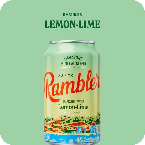 Image of AUTX RAMBLER Sparkling Water, Texas Limestone Mineral Blend, Lemon-Lime Flavor, 12-Ounce Cans, Three 8-Packs (24 Cans)