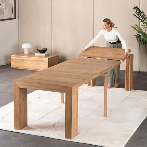 Transformer Table - Solid Wood Extendable Dining Table with Sideboard
