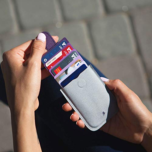 Allocacoc Slim wallet, DesignNest DAX wallet, Cascading pull-tab wallet, Hold upto 6 cards, small wallet, Card holder, Purse (BlueGrey, Microfiber)2