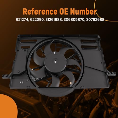 Image of maXpeedingrods Engine Radiator Cooling Fan Assembly fits for Volvo C30 2008-2013, C70 2006-2013, S40 2005-2010, V50 2005-2011, 621274 622090 31261988