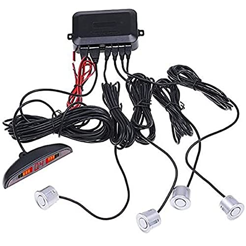 Auto Wayfeng WFR バックライトディスプレイ+ 4センサー、シルバーと車の数字カラーLED表示駐車場逆バックアップレーダーモニターシステム