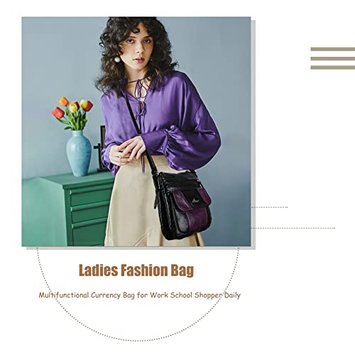 Angel Kiss Crossbody Bags For Women Pu Leather Shoulder Handbag Ladies Purses And Handbag With Adjustable Strap Black Purple #TOP5