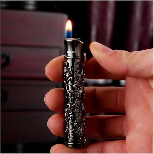 Encendedor de gas butano recargable con patrón grabado miniatura 2