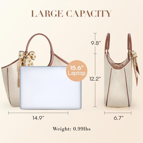 Bolso tote grande de paja tejido para mujer miniatura 4