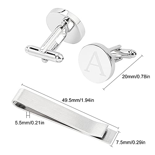 GORGECRAFT Klassieke Manchetknopen Tie Clips en Tie Clip Bar Set voor Mannen Alfabet Initiële Letter Manchetknopen voor Formele Zakelijke Bruiloft,A - Image 3