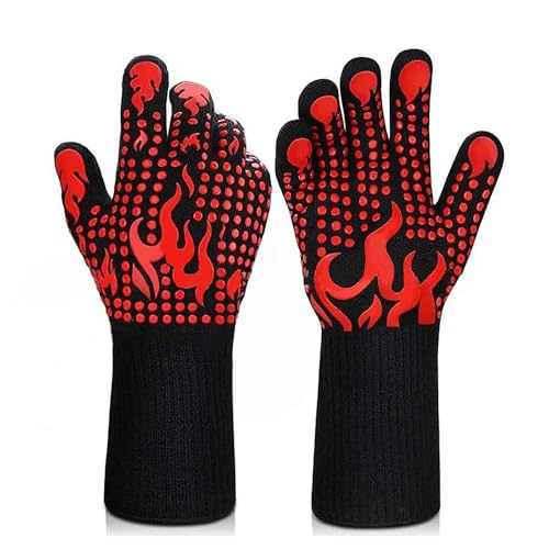 FAMILY'S BACKYARD Oven Mitts，Oven BBQ Gloves 1300° Degree F Heat Resistant Grilling,Suitable for Barbecue, Oven, Baking, Cooking, Camping, Fireplace and Other Scenarios