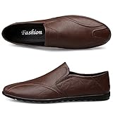 HESBITEUL Leicht Mokassins Herren Slipper Leder Slip On Loafer Weich Flache Hausschuhe Fahrschuhe Sommer Schuhe für Herren Fahren Freizeit