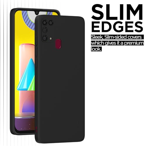 Image of Outlouders Back Cover for Samsung Galaxy M31 / M31 Prime / F41 | Camera Protection | Durable Soft Matte Silicone Bumper Case (Black)