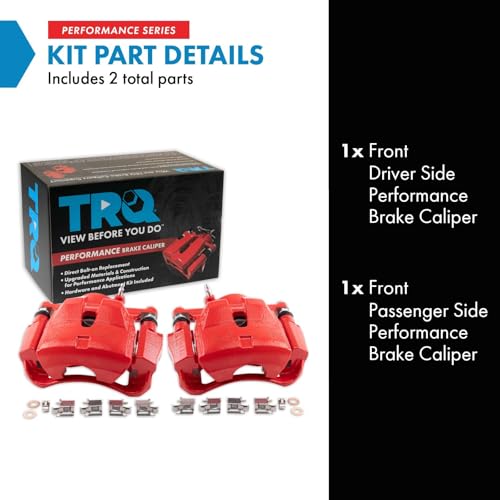 Image of TRQ Performance Front Driver and Passenger Side Brake Caliper Set Caliper Brackets Hardware Compatible with 13-18 Toyota RAV4 LE Japan Built Models 1st VIN Digit J 12-17 Toyota Prius V 08-15 Scion xB