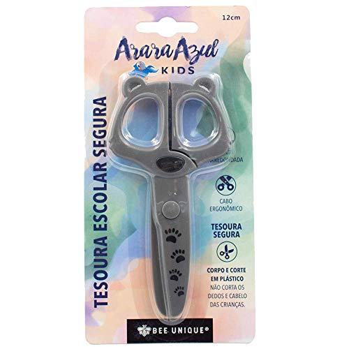 Tesoura Escolar Segura - Formato Guaxinim (Sem Lâmina) 12 cm, Bee Unique, DS-SO0027