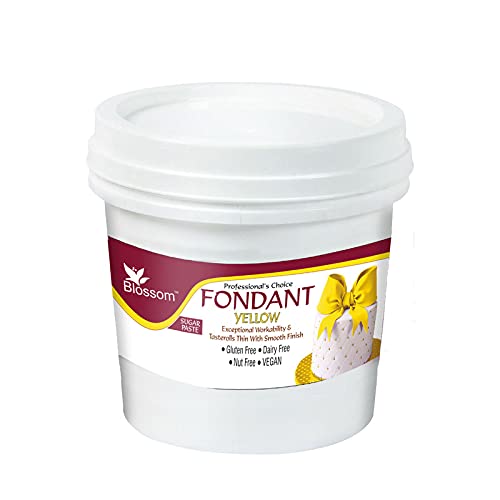 BLOSSOM Yellow Sugar Paste/Fondant for Cake Decorating, 1Kg