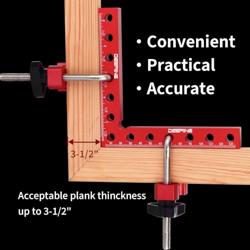 DEEFIINE 90 Degree Positioning Squares Right Angle Clamps 5.5" x 5.5",Aluminum Alloy Woodworking Carpenter L-Type Corner Clamping Tool for Picture Frames, Boxes, Cabinets or Drawers (4) - 7