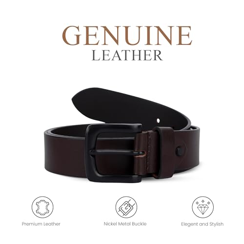 Image of Genuine Leather Belt for Men Formal & Casual Wear - Belts for Men Leather Original, Durable Buckle - Belt for Man - Gift for Husband, Father, Friend