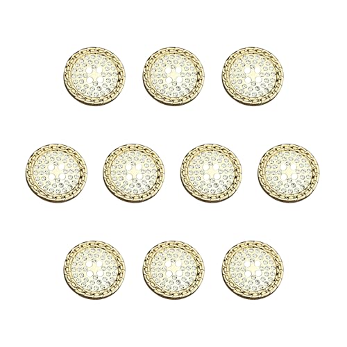ftiemlovde Botones Dorados Grandes Decorativos Joya 4 Agujeros - 10 Piezas Button Aleación de Cobre para Abrigos, Blazer (C10G 18 mm)