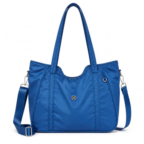 BolsaTote Nylon Feminina para Faculdade, Trabalho, Academia, Faculdade Lateral de Ombro e alça transfersal Impermeável Dia a Dia Casual (Azul Petróleo)