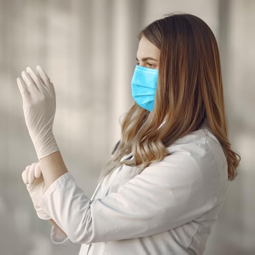 Image of QUARANT Latex Disposable Examination Hand Gloves (Medium, White, Pack of 100) 5 grams, Powdered, Extra Grip & Non-Sterile for Multipurpose Use