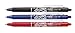 Pilot FriXion Clicker - Bolígrafo roller de gel de tinta borrable (3 unidades), color negro, rojo y azul
