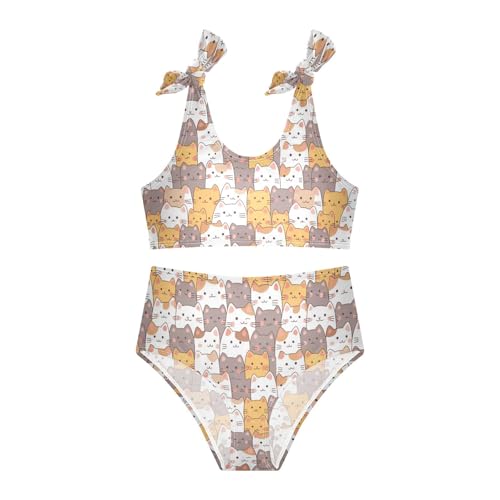 Image of Wusikd Pink Bows Girls Swimsuits Two Piece Hearts Ribbons Swimwear Bikini Set for for Girls Size 11-12T