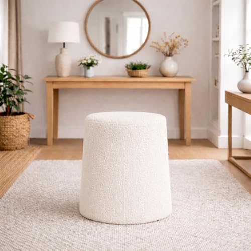 Image of HomePop 17 inch Organic Shape Ottoman - Cream Boucle