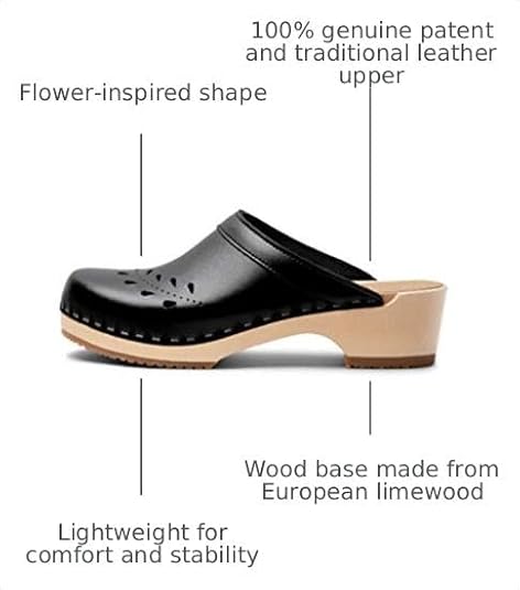 VERKA Women's Wooden Clogs from Sweden - BLOMMA