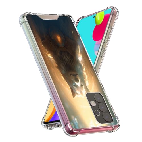 Elgzigok Capa transparente para Samsung Galaxy A52 Wolf-aa24 capa protetora de silicone transparente
