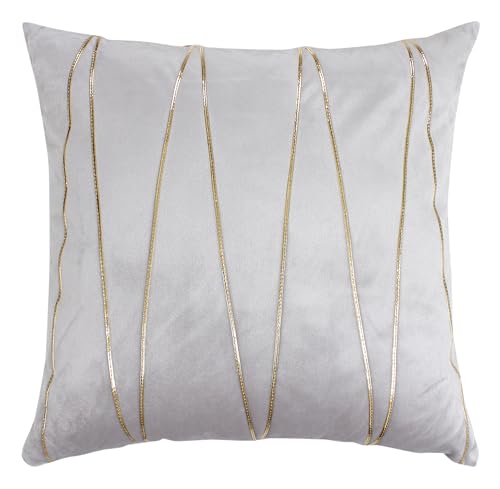 Image of Amazon Brand - Umi Gold Leather Striped Pack of 2 Throw Pillow Covers Velvet Decorative Cushion Covers Cases for Sofa Bedroom Livingroom Car 22 x 22 in Silver Color