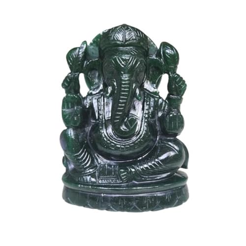 Image of Soulwise Jade Ganesha Idol - 14 cm | Hand-Carved Green Jade Ganpati Statue for Prosperity, Healing & Heart Chakra Energy