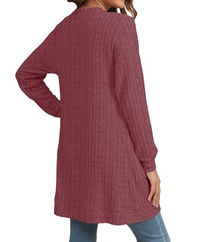 Image of YSYOKOW Cardigan Sweaters for Women Long Sleeve Open Front with Pockets | Long Cardigans for Women Lightweight Soft Casual Dressy Loose Fit Cardigan Sweater with Pockets for Work and Office
