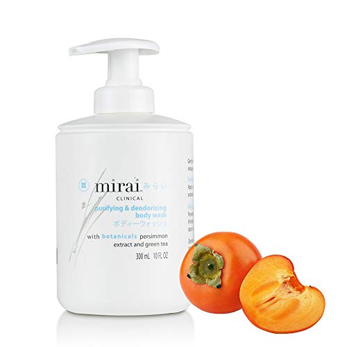 Mirai Clinical Purifying and Deodorizing Body Wash with Persimmon and Green Tea Extracts for Men and Women 2 bottles at 300ml each