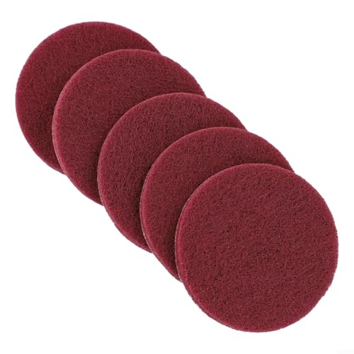 5-Pack 4-Inch Nylon Polishing and Scouring Pads, Industrial Cleaning and Buffing Pads for Showers, Bathtubs, Sinks, Tile, and Grout, Fit 4