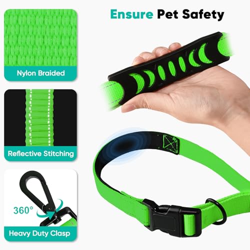 Petbobi Hands Free Dog Leash - Durable Bungee Leash with Padded Handles, Adjustable Waist Belt with Reflective Stitches for Running Walking Jogging Hiking, Fit for Small Medium Dogs, Green, 5.5\'-7\'