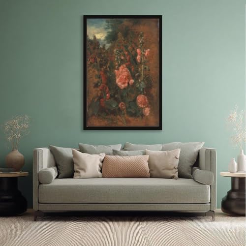Impression sur toile de roses trémières John Constable cadre 30x45 cm - 5