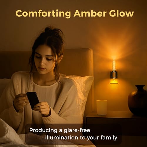 Image of L LOHAS LED Night Light, Amber Candle Night Lights Plug into Wall,2 Pack 0-100 LM Dimmable Nightlight, Plug in Bubble Night Light with Dusk to Dawn Sensor, for Bathroom Hallway