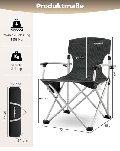 ultra-kompakt mit 46x18x12 cm für einfachen Rucksacktransport bei Wanderungen. - Detailansicht von KingCamp Campingstuhl...