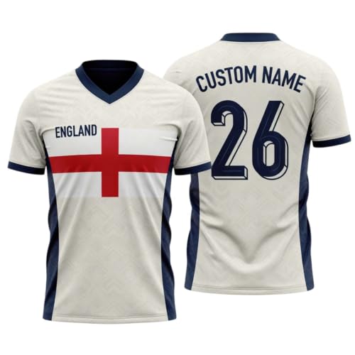 England Soccer Jersey 2026, Custom England Fan Jersey with Name Number, Football Jersey Country Pride Supporter Shirt for Men Women