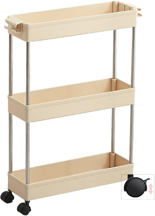 Amazon キッチン収納カート デスク下収納 キッチンワゴン バスケットラック ミニワゴン キャスターワゴン 浴室用収納ラック スリム キャスター付き すきま収納 おしゃれ 洗面所 台所 トイレ 浴室 3段 幅13cm 幅22 5cm イエロー キッチンワゴン アイランド オンライン通販