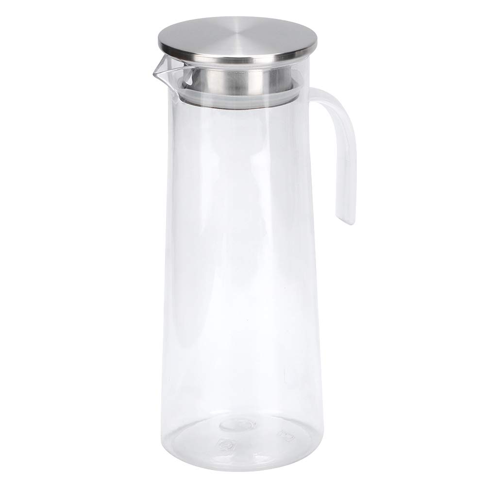 1.2L Water Pitcher Jug, Juice Jug Transparent Acrylic Beverage Serveware Carafe with Top Lid Cold Water Bottle for Iced Tea, Juice, Beverage, Milk, Cold Brew, Home Bar Use (stainless steel cover)