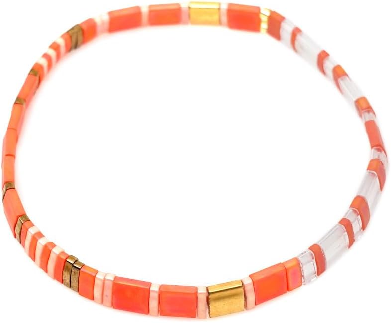 Seed Bead Jewelry: Sonateomber Tila Flat Beaded Stretch Bracelets for Women