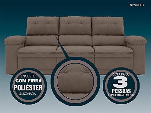 Sofá New Ripley Retrátil e Reclinável Velosuede Bege