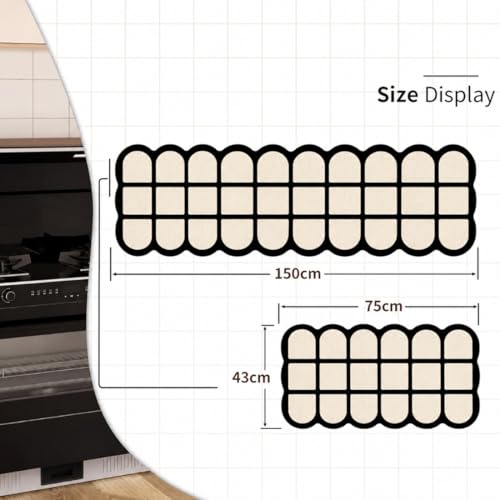 Image of Kitchen Anti Slip Mat for Floor, Waterproof Washable Kitchen Mats, Non Slip Kitchen Floor Mats for Home, Soft Mats for Kitchen, Kitchen Mats for Floor Anti Slip (Fancy Cream Ladder)