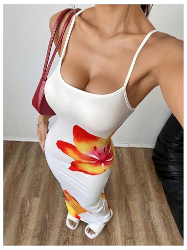 Image of Verdusa Women's Floral Sun Maxi Bodycon Dresse Summer Starfish Dress White