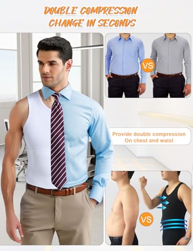HANERDUN Mens Compression Shirt Slimming Body Shaper Vest Workout Tank Tops Abs Abdomen Undershirts4