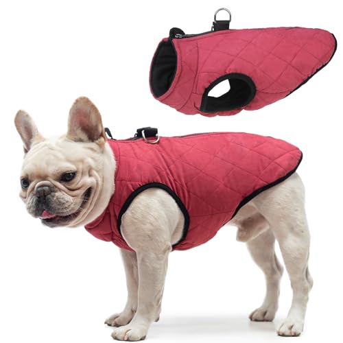 Image of SCENEREAL Winter Dog Vest Coat with Harness Built in for Medium Dogs | Warm Puppy Jacket, Cold Weather Coat with Zipper, Fleece Puffer Vest Windproof Snow Clothes