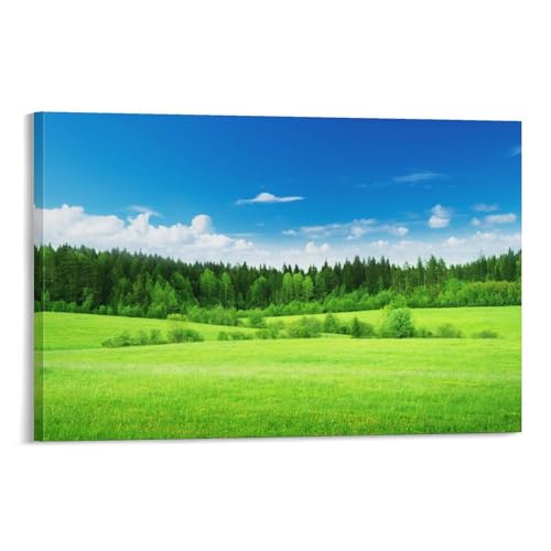 美しい自然風景、田園、緑の草、木々のポスター ホーム装飾 パネル 壁アート 現代壁掛け 絵画 版画 芸術作品 インテリア08x12inch(20x30cm)